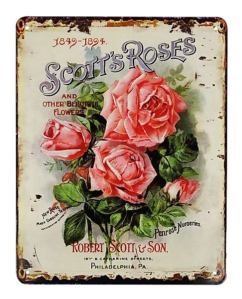 Blechschild Scott's Roses Vintage Dekoschild Rosen Nostalgie 25x20cm günstig online kaufen