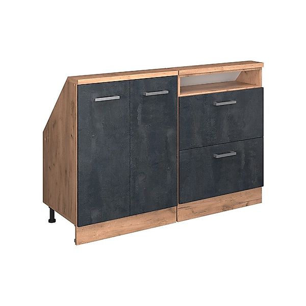 Vicco Unterschrank R-Line, Schwarz Beton/Goldkraft Eiche, günstig online kaufen