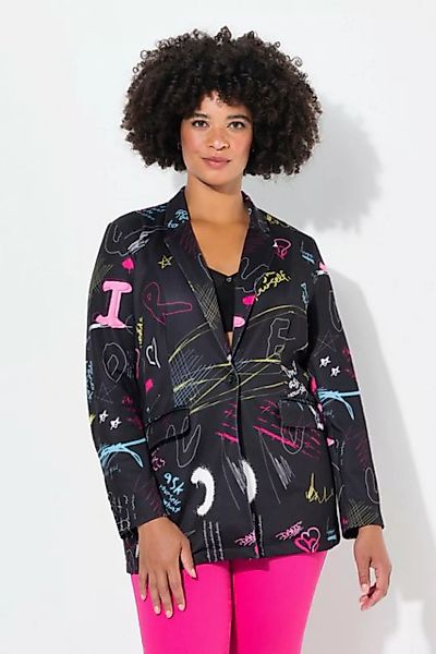 Angel of Style Blusenblazer Blazer Scribbledruck Revers farbiges Futter günstig online kaufen