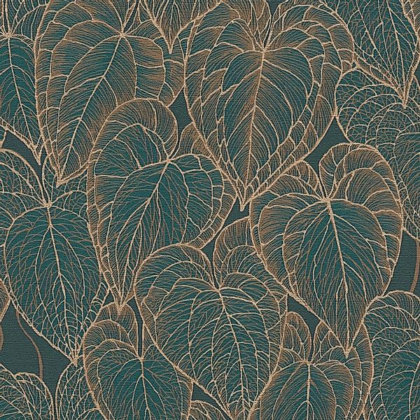 PROFHOME 781281-GU Natur Tapete Floral schimmernd Braun Grün Gold 0,53 m x günstig online kaufen