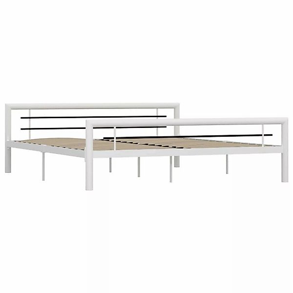 Bettgestell Weiß Und Schwarz Metall 180ã200 Cm günstig online kaufen