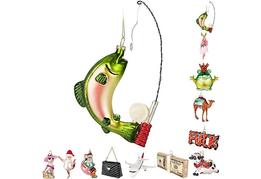 BRUBAKER Weihnachtsbaumkugel Handbemalte Weihnachtskugel - viele lustige Mo günstig online kaufen