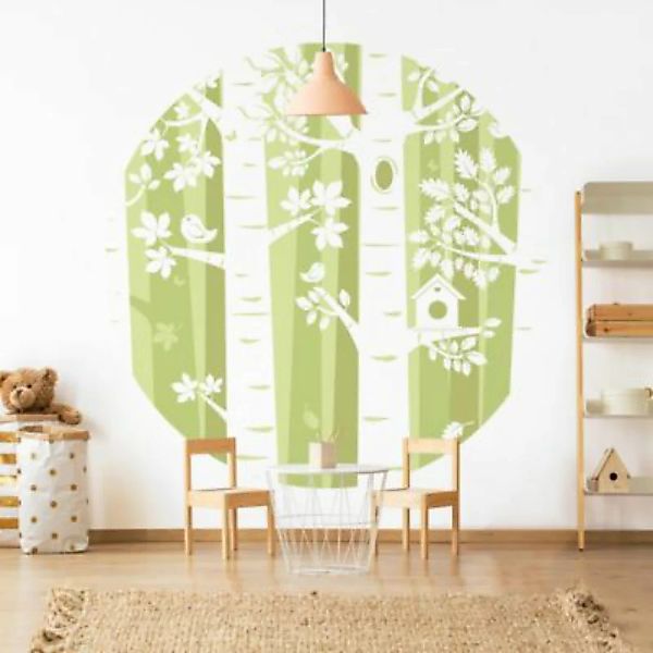 Bilderwelten Runde Tapete selbstklebend Kinderzimmer Bäume im Wald Grün grü günstig online kaufen