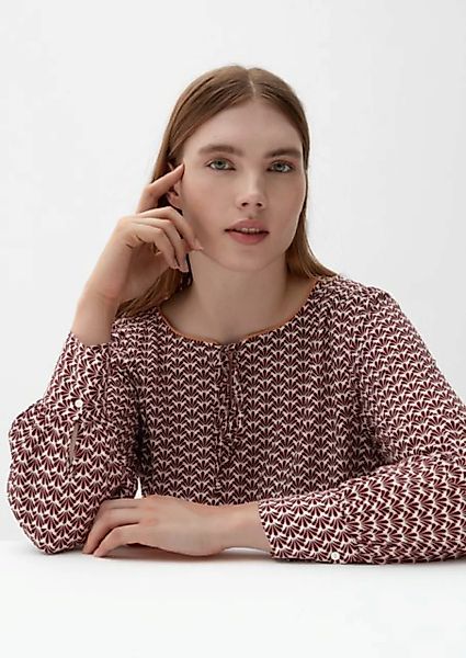 TRIANGLE Langarmbluse Bluse mit Allover-Muster Raffung günstig online kaufen