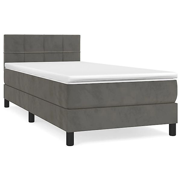 vidaXL Boxspringbett Boxspringbett mit Matratze Dunkelgrau 100x200 cm Samt günstig online kaufen