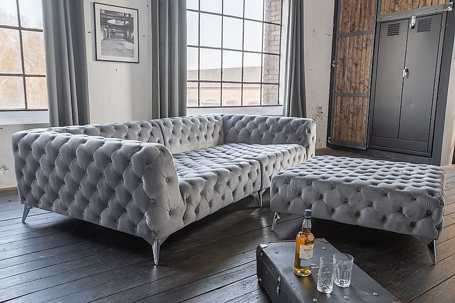 KAWOLA Big-Sofa NARLA, Couch Chesterfield Velvet, günstig online kaufen