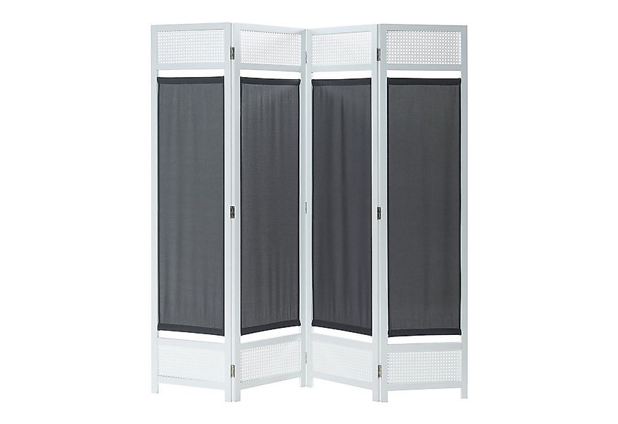 en.casa Paravent, Paravent »Dorotea« 4-teilig 160x170 cm Weiß/Dunkelgrau günstig online kaufen