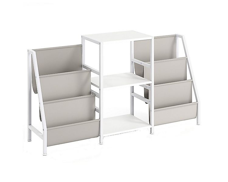 COSTWAY Bücherregal, Plattenspielerständer mit 3 Ablagen & Taschen, Metall günstig online kaufen