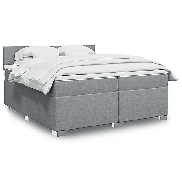 vidaXL Boxspringbett, Boxspringbett mit Matratze Hellgrau 200x200 cm Stoff günstig online kaufen