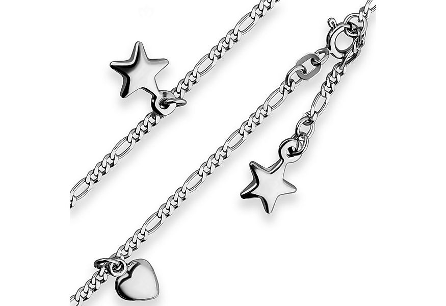 Schmuck Krone Fußkette 2,2mm Figarokette diamantiert Fusskette 925 Silber r günstig online kaufen