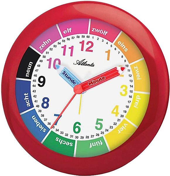 Atlanta 1265/1 Wecker Kinderwecker Quarz Analog Rot Bunt Lernwecker Für Kin günstig online kaufen