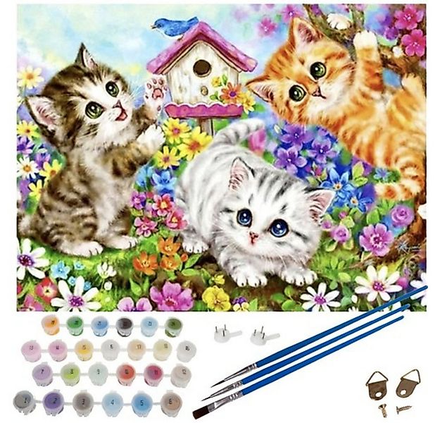 MAALEO Malen nach Zahlen Malset Leinwand Katzen (Spar-Set, 1-St., ausmalen) günstig online kaufen