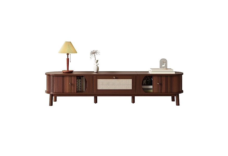 Merax Lowboard mit Schiebetüren und Rattan-Schubladen (1 St., 170 x 39,5 x3 günstig online kaufen