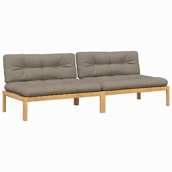 vidaXL Loungesofa Garten-Mittelsofas aus Paletten 2 Stk. mit Kissen nholz, günstig online kaufen