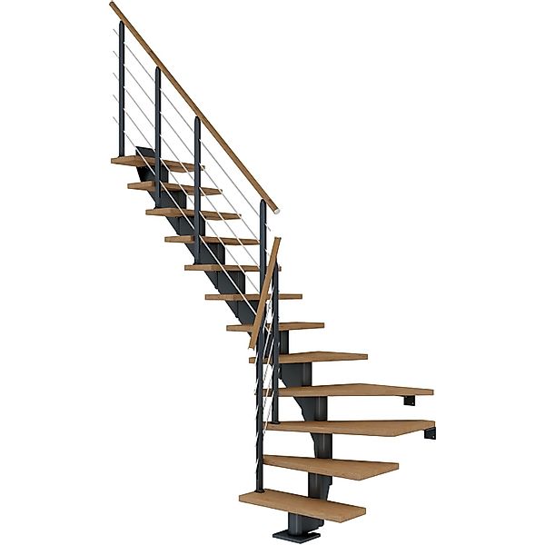 Dolle Mittelholmtreppe Hamburg Eiche Anthrazit GH bis 301 cm 1/4 Gewendelt günstig online kaufen