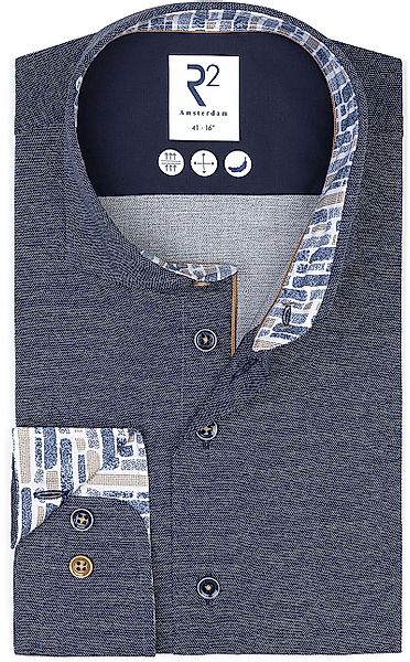 R2 Hemd Dobby Poplin Melange Navy - Größe 40 günstig online kaufen