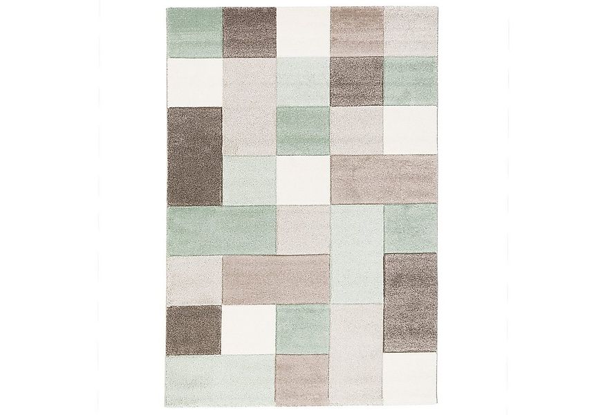 Pergamon Designteppich Designer Teppich Maui Pastell Grün Beige Karo, Recht günstig online kaufen