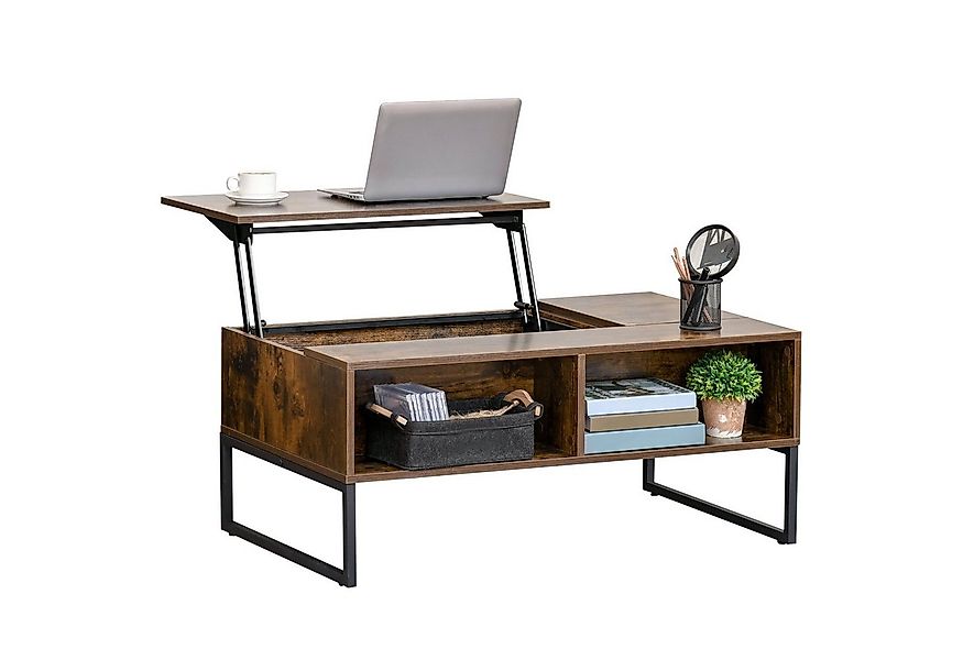 HOMCOM Couchtisch Wohnzimmertisch Kaffeetisch mit Höhenverstellbarer Platte günstig online kaufen