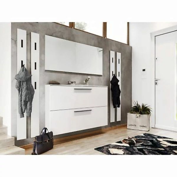 Lomadox Garderoben Set Komplett in weiß UTRERA-01 140cm Schuhschrank, Spieg günstig online kaufen