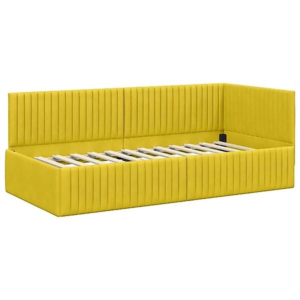 vidaXL Eckbettgestell mit Kopfteil Gelb 90 x 200 cm Stoff 42016272 günstig online kaufen
