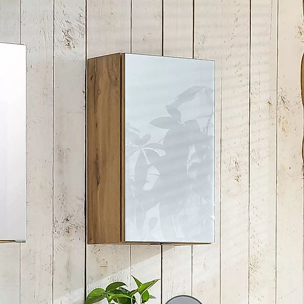 Badezimmer Hängeschrank in Weiß und Wildeiche Optik 40 cm breit günstig online kaufen