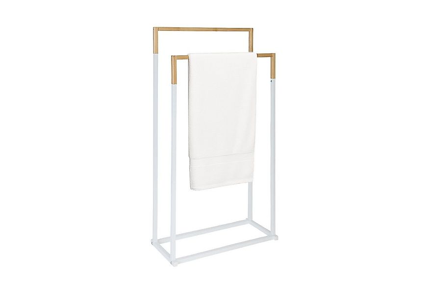 relaxdays Handtuchständer mit 2 Stange, weiß günstig online kaufen