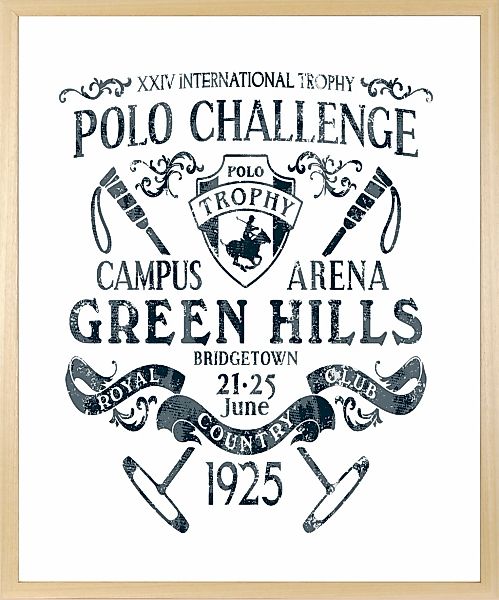 queence Bild mit Rahmen "Vintage Wappen Polo Challenge" Großbritannien  Sch günstig online kaufen