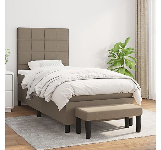 vidaXL Boxspringbett, Boxspringbett mit Matratze Taupe 100x200 cm Stoff günstig online kaufen