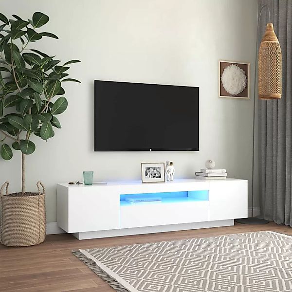 vidaXL TV-Schrank TV-Schrank mit LED-Leuchten Weiß 160x35x40 cm Lowboard günstig online kaufen