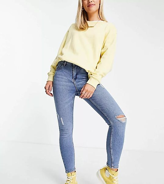 Miss Selfridge Petite – Eco Emily – Jeans in mittelstarker Waschung mit Zie günstig online kaufen