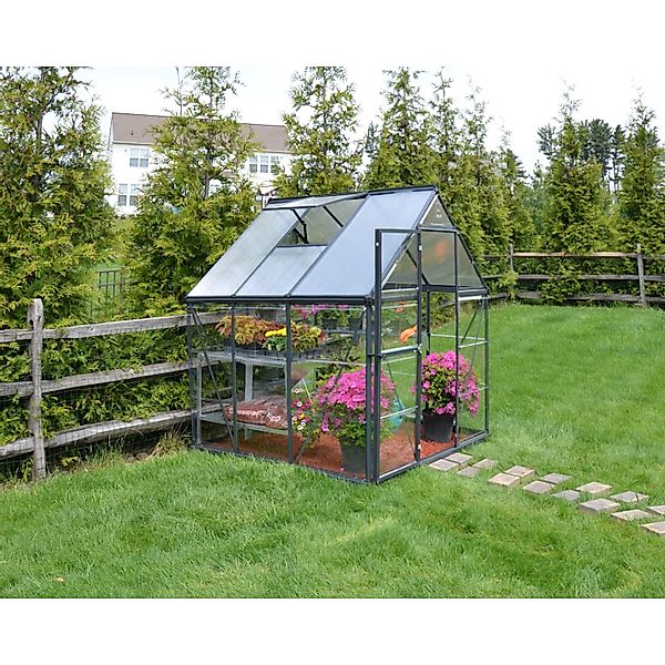 Palram - Canopia Gewächshaus Grau 3,4 m² inkl. Fundamentrahmen günstig online kaufen