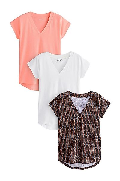 Next T-Shirt T-Shirts mit V-Ausschnitt und Flügelärmeln, 3 Stk. (3-tlg) günstig online kaufen