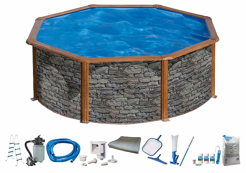 KONIFERA Rundpool "MALAGA 5" Steindekor, Höhe 120 cm, in versch. Größen günstig online kaufen