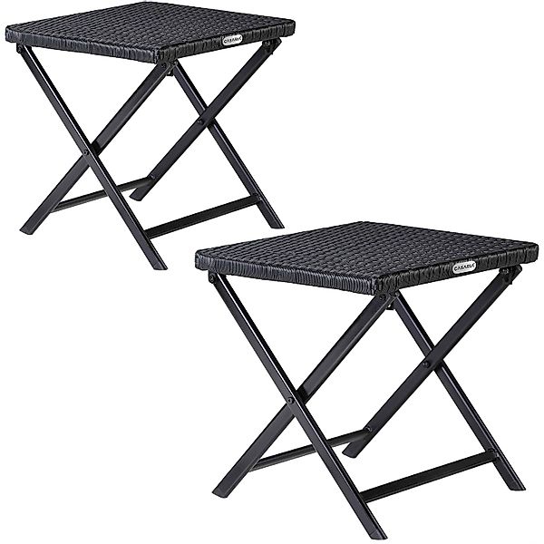 Polyrattan Klapphocker Rom 3in1 2er-Set Schwarz günstig online kaufen
