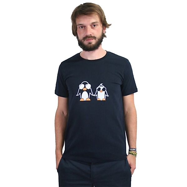 T-shirt "Pinguin", Bio-baumwolle, Bedruckt, Herren, Männer, Kurzarm, Siebdr günstig online kaufen