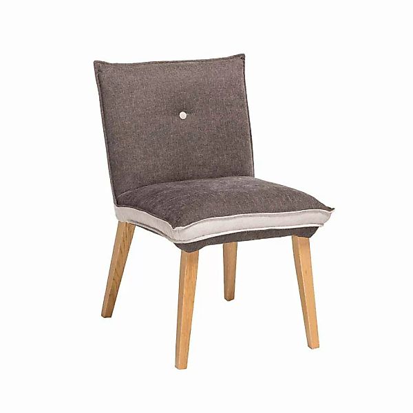Stuhl in Grau Beige Stoff Holzbeine günstig online kaufen