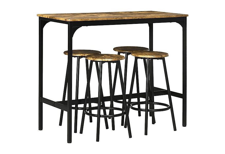 HOMCOM Bargruppe Bartisch mit Barhocker Set, (Essgruppe, 5-tlg., Bartisch-S günstig online kaufen