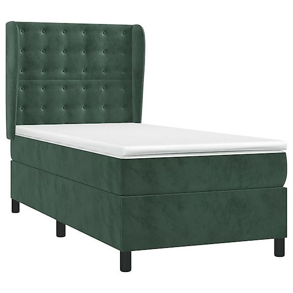 vidaXL Bett Boxspringbett mit Matratze Dunkelgrün 90x190 cm Samt günstig online kaufen