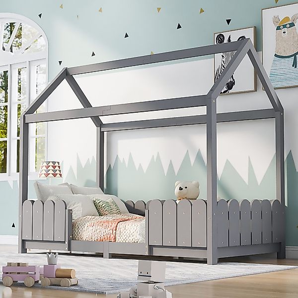 Flieks Kinderbett, Einzelbett Hausbett Kiefernholz 90x200cm günstig online kaufen