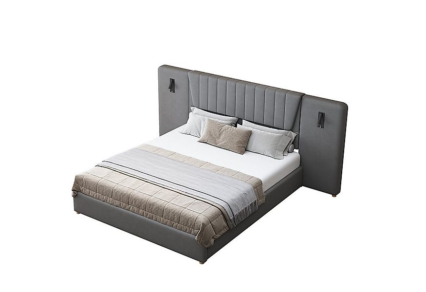 Flieks Polsterbett, Hydraulisches Stauraumbett 180x200cm mit Leselampe USB- günstig online kaufen