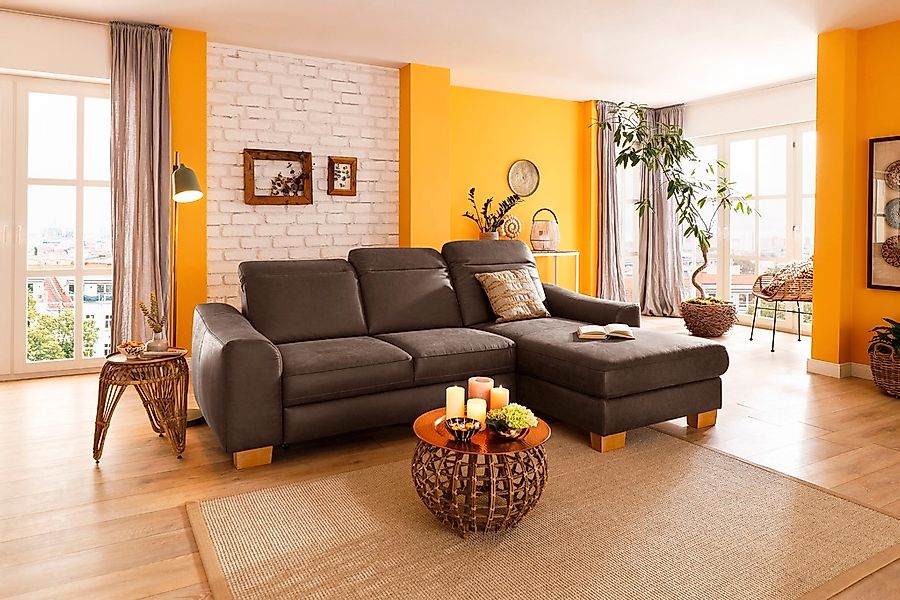 Home affaire Ecksofa "Dundee L-Form" wahlweise mit Kopfteilverstellung und günstig online kaufen