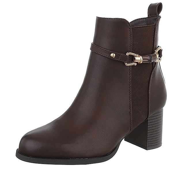 Ital-Design Elegante Ankle Boots mit Blockabsatz und dekorativem Verschluss günstig online kaufen