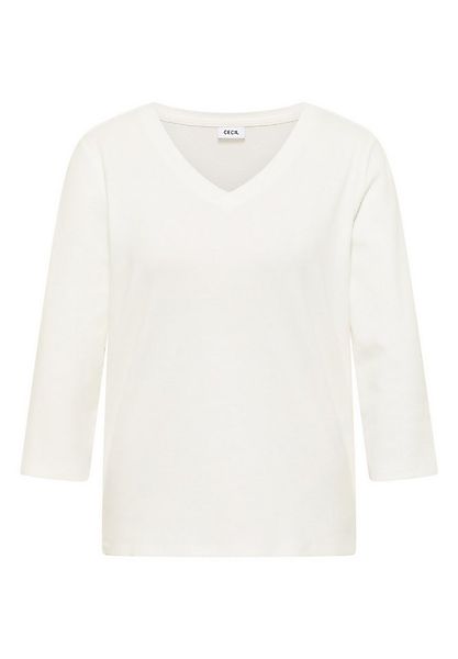CECIL T-Shirt - Basic Blusenshirt mit 3/4-Arm und V-Ausschnitt günstig online kaufen
