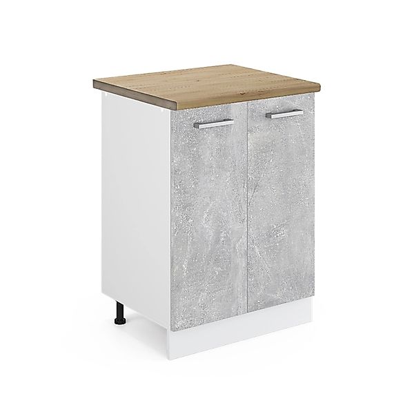 Vicco Küchenunterschrank R-Line Küchenkommode Beton/Weiß 60 cm AP Eiche günstig online kaufen