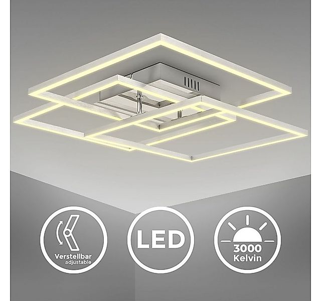 B.K.Licht Deckenleuchte LED Deckenlampe FRAME Chrom-Alu 3-flammig 56,8x56,8 günstig online kaufen