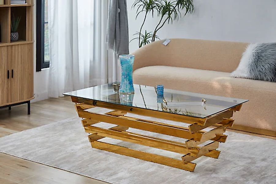 SalesFever Couchtisch, mit Design-Gestell aus Stainless Steel günstig online kaufen