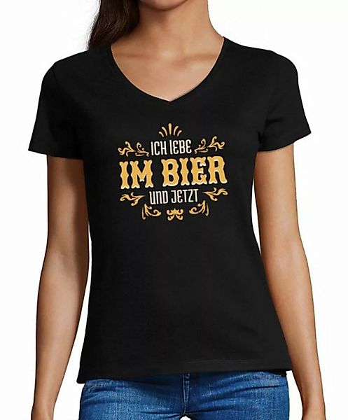 MyDesign24 T-Shirt Damen Oktoberfest T-Shirt - Ich Lebe im Bier und jetzt V günstig online kaufen