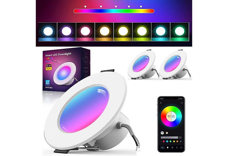 MUPOO LED Einbaustrahler Smart LED Spot Flach 5W,Bluetooth Alexa- & Google, günstig online kaufen