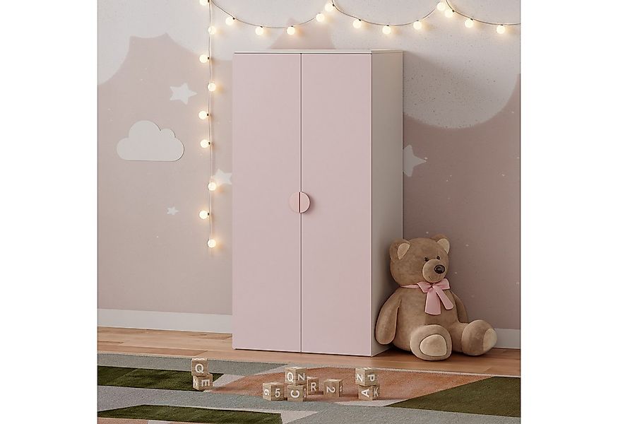 en.casa Kinderkleiderschrank »Sandnes« mit 2 Türen 123 x 60 x 40 cm Weiß/Ro günstig online kaufen