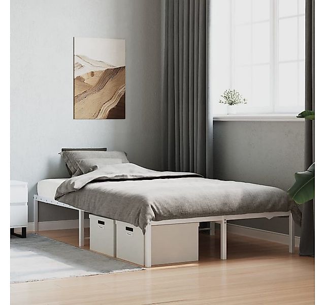 vidaXL Bettgestell Bettgestell Metall Weiß 120x200 cm Bett Bettgestell günstig online kaufen